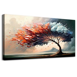 MHARTK66 Wall Decorations For Living Room Large Canvas Wall Art For Office Bedroom Decor Tree Landscape Abstract Wall Paintings Framed Prints Pictures Artwork Modern Hotel Room Home Decor 24x48 In
