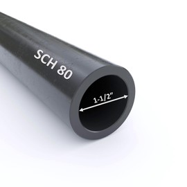 Generic 1-1/2"" Schedule 80 PVC Pipe - Black PVC Piping Cut to Custom Lengths/High-Flow Capacity & High-Impact Strength (1-1/2"" x 5'), Gray