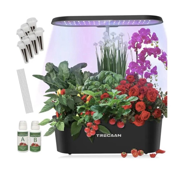 TRECAAN 7 Pods Hydroponics Grow System w/ LED Grow Light,