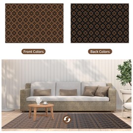 NFECO Reversible Rugs Plastic Rug Outdoor Rug Lightweight Outside Mats Modern Outdoor Rug for Patio Portable Mats for RV Backyard Deck Picnic Beach (6x9, Yellow Flower)