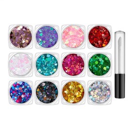 Glitter for Face,12 Colors Face Glitter - Portable Carnivals Supplies, Festive Makeup with Quick Drying Glue for Nightclub
