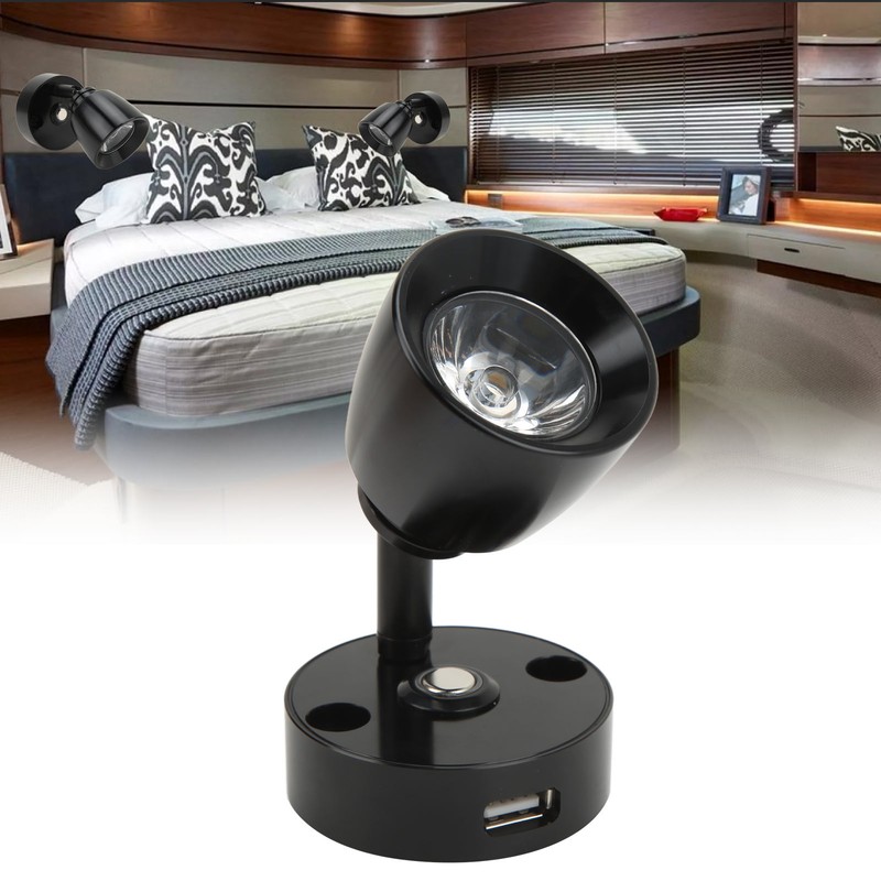 RV LED Reading Light Press Dimming Switch USB Port Wall