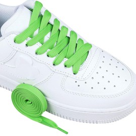 Olukssck 1 Pair Flat Shoe Laces for Sneakers, 2/5" Wide Athletic Shoelaces Green 48 inch(122cm)