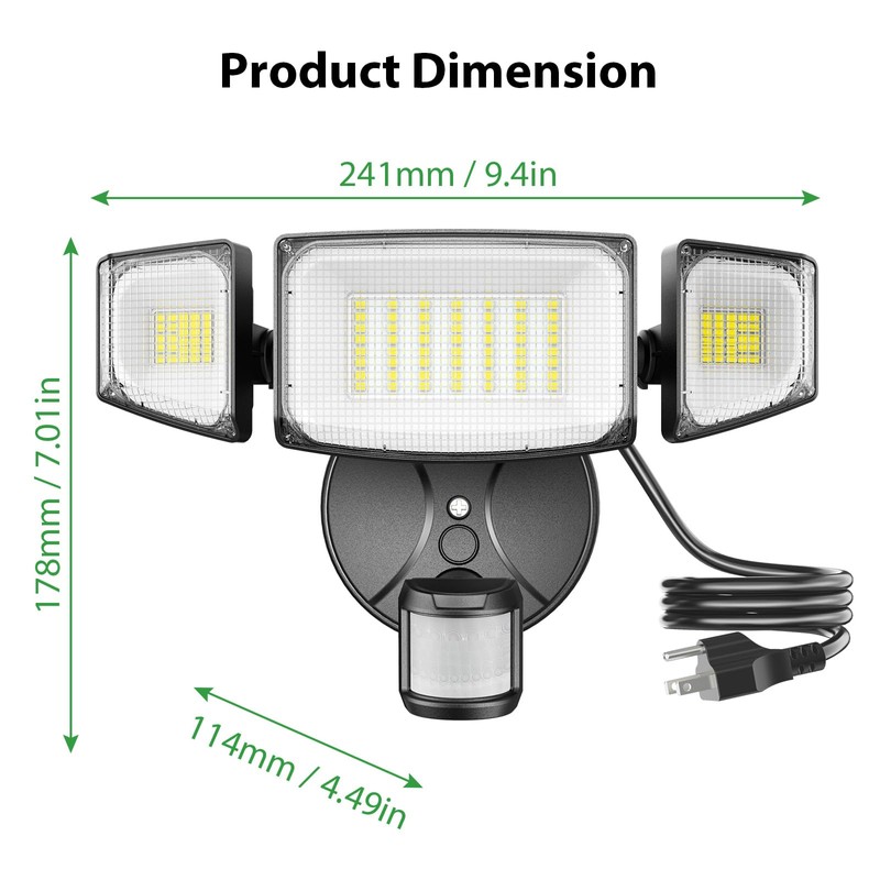 iMaihom 65W 6500LM Motion Sensor Outdoor Light, Plug In LED