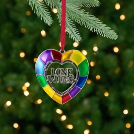 Northlight 3" Faceted Love Wins Pride Heart Christmas Ornament with European Crystals