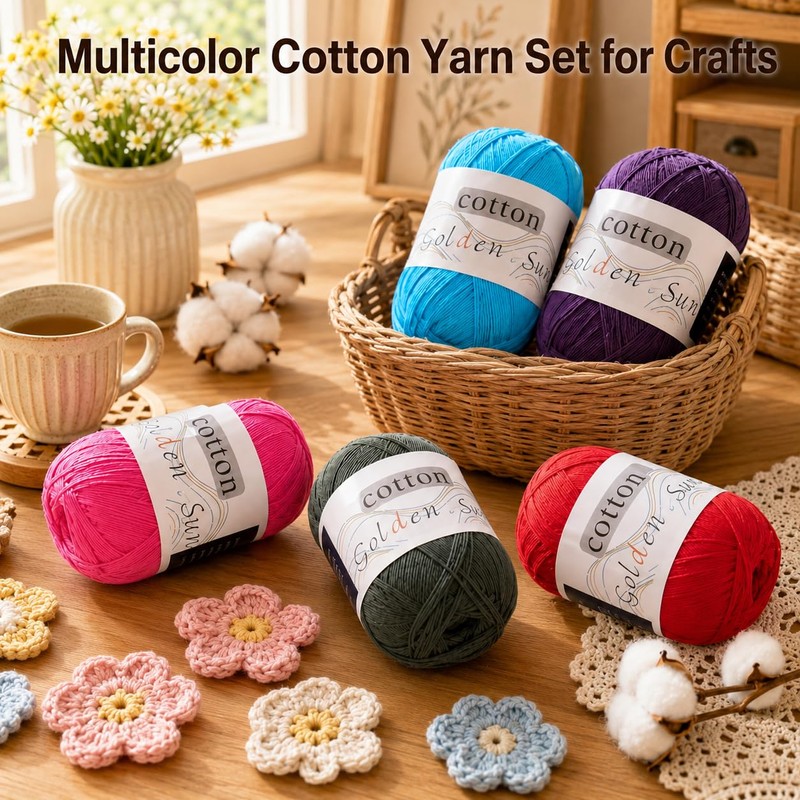 Katech 1OO% Cotton Yarn for Crocheting-12 * 45g/175yd, Baby Cotton
