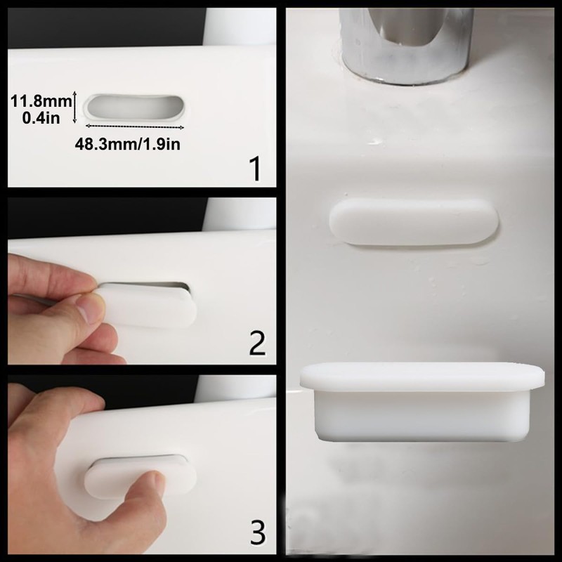 4-Pack Sink Oval Overflow Caps,Rubber Sink Overflow Hole Covers,Kitchen Bathroom