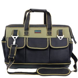 Tool Bag, Ounic 22 Inch Large Tool Bag Heavy Duty With Waterproof Molded Base, Wide Mouth Tool Tote Bag Tool Box Organizer with Adjustable Shoulder Strap for Him Men Husband Mechanic Engineer(Green)