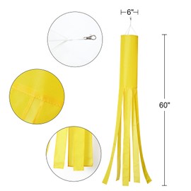 stidsds Solid Yellow Flag Windsocks Plain Yellow Color Flags Wind Socks Heavy Duty Hanging Garden Yard Outdoor Decoration 60 Inch(2 Pack)