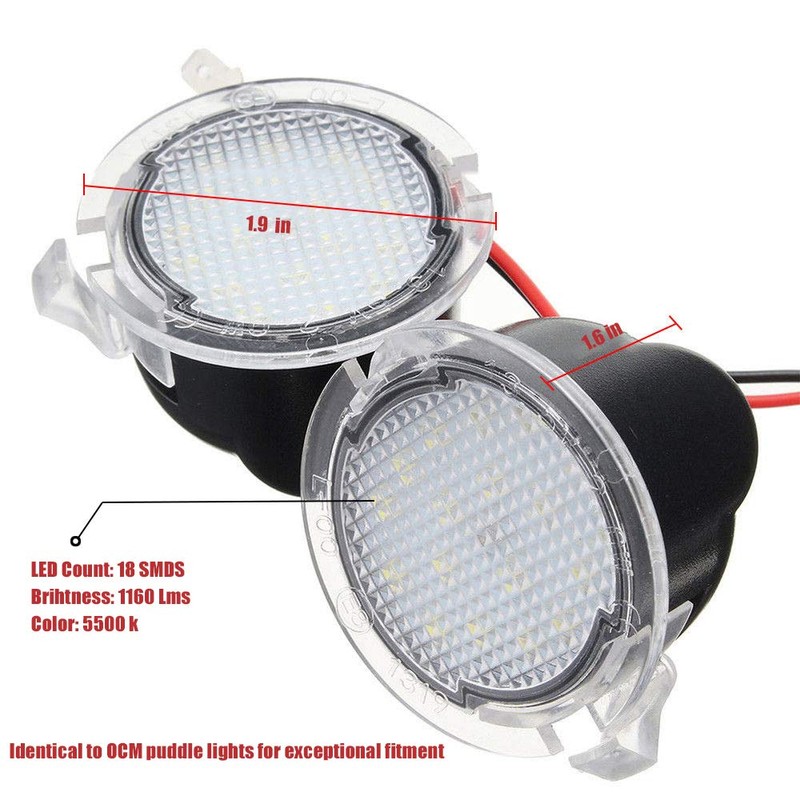 PGONE 2PC Full LED Side Under-Mirror Puddle Light Lamp Assembly