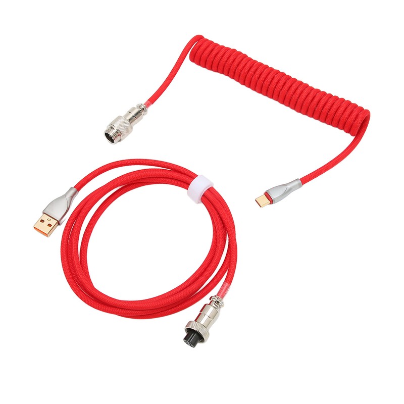 Mechanical Keyboard Cable Double Sleeve Custom Coiled with Detachable Metal