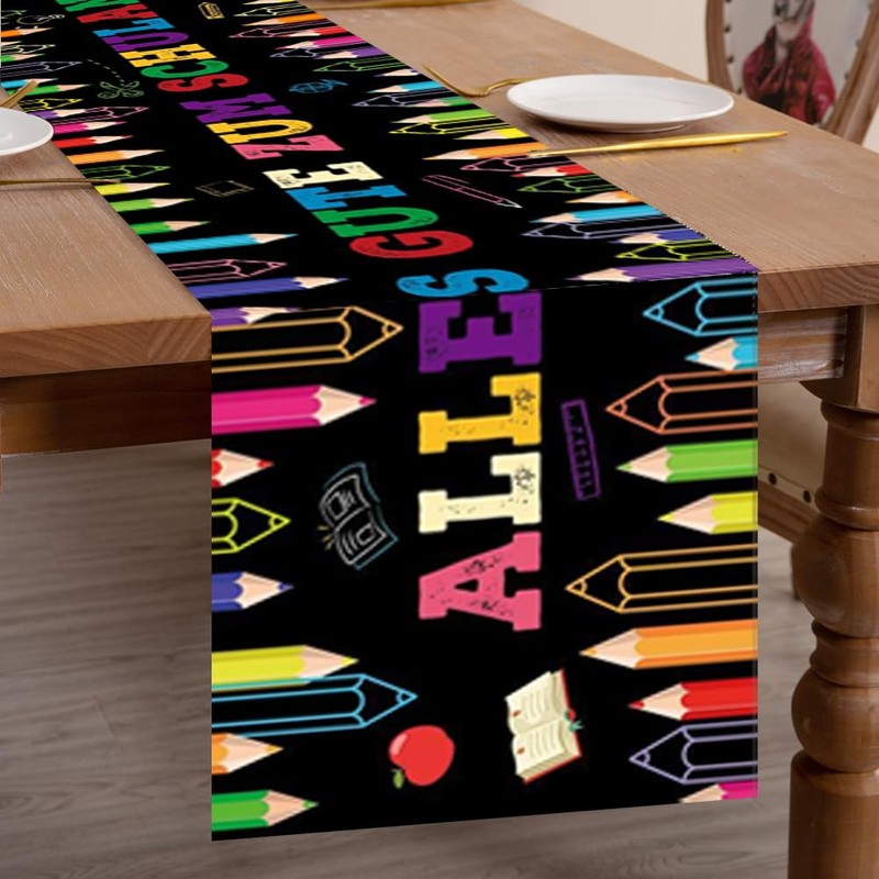 Table Runner for First Day of School, Table Decoration, First