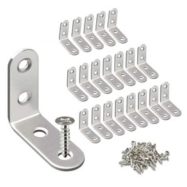 Gasea 20pcs Corner Brackets, 90 Degree Right Angle Brackets Fastener L Shaped Corner Braces with 80pcs M4 Screws - 40mm x 40mm