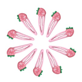 10PCS Strawberry Snap Hair Clips for Women Girls Cute Snap Hair Barrettes Small Hair Accessories Dark Pink