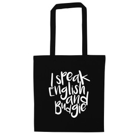 Flox Creative I speak English and budgie tote bag