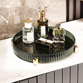 Makeup Perfume Organizer, 360? Rotating Perfume Tray, Vanity Tray,  Skincare Tray, Countertop Organizer Tray for Bathroom, Green - Color: Green