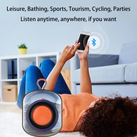 FALLELF Wireless Bluetooth Portable Speaker with Multi LED Light Dynamic Modes, Outdoor Bluetooth Speakers, Lightweight for Party, Outdoor, Camping. (B2 Landscape, Black)