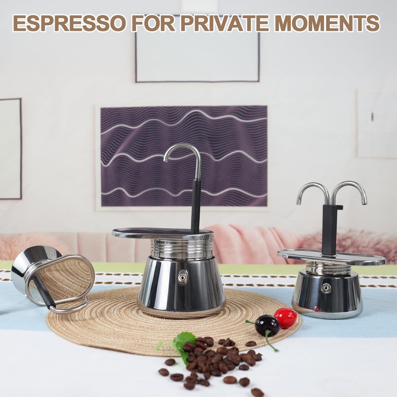Uncoated 1 Cup Single Tube Moka Pot 304 Thickened Stainless