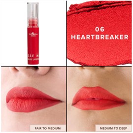 Italia Deluxe Pick 1 Mousse Matte Liquid Lipstick Comfortable Velvet Finish & Zipper Bag (190-06 : HEARTBREAKER, Full Size)