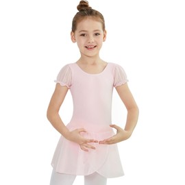 MdnMd Toddler Girls Dance Leotard Dress Ballet Tutu Skirt Ballerina Outfit (Ballet Pink, Age 4-6 / 4t,5t)