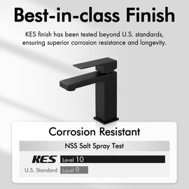 KES Black Bathroom Faucet Single Hole Bathroom Sink Faucet Single Handle Lavatory Vanity Sink Stainless Steel cUPC Certified Matte Black, L3156ALFF12-BK