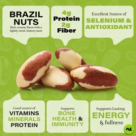 NUT CRAVINGS - Brazil Nuts Roasted & Unsalted - No Shell, Whole (16oz - 1 LB) Packed Fresh in Resealable Bag - Healthy Protein Food Snack, Food Assortments