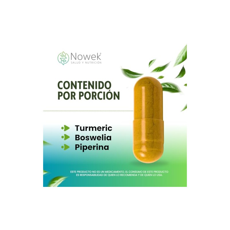 Nowek | Cúrcuma + Boswellia | 60 Cápsulas | Suplemento