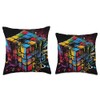 Rubik Magic Cube Colorful Illustration Graphic Throw Pillow