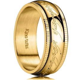 King Will 8mm Gold One Ring for Men Lord Rings Magic Power Rings Spinner Fidget Ring Anxiety Rings Stainless Steel Ring Stress Relieving Ring for Men 10