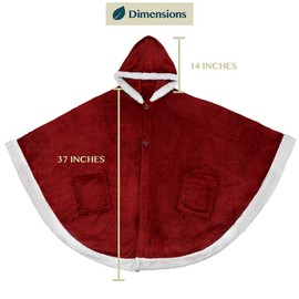 PAVILIA Angel Wrap Hooded Blanket | Poncho Blanket Wrap with Soft Sherpa Fleece | Wearable Blanket Throw Gift with Hood Pockets Cape | Plush Warm Shawl Cozy Gifts for Women Wife (Wine)