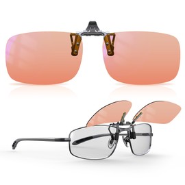 Goiteia FL-Rose Migraine Clip on Glasses-Amber Clip-on Blue Light Blocking Glasses for Eyes Strain/Light Sensitive/Fluorescent LED Lighting/Computer Screen Glare
