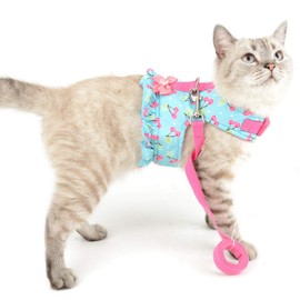 SELMAI Cat Harness and Leash for Walking Escape Proof Cherry Vest Harness for Small Dogs Boys Girls Kitten Puppies Easy on Jacket Soft Padded Cat Vest for Walking Outdoor Spring Autumn S