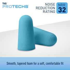 Flents Protechs Foam Ear Plugs for Sleeping, Snoring, Traveling, Concerts, Construction & Studying, Ultra Soft & Comfortable, Blue, 50 Pairs, NRR 32 Hearing Protection for Loud Noise