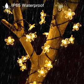 MXJFYY Christmas Decoration Fairy Lights, 100 LEDs, Peach Blossom Fairy Lights, 12 m, 8 Modes, Solar Waterproof, Christmas Decoration Indoor Outdoor Suitable for Christmas Tree, Bedroom, Party,