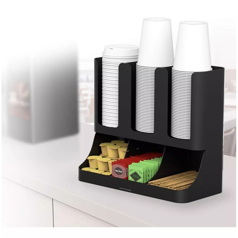Minred Organizador Para Vasos Tapas Cafe Agitadores Azúcar Negro