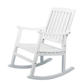 JONATHAN Y RCK102C Penny Classic Slat-Back 300-Lbs Support Acacia Wood Patio Outdoor Rocking Chair for Garden, Lawn, Backyard, Pool, Deck, Beach, Firepit, White