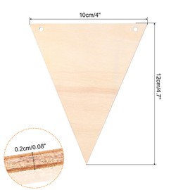 sourcing map Hanging Wood Sign with Rope, Triangle Shape Wooden Label 4.7"x4" Blank Wooden Crafts for DIY Projects, Christmas, Craft Decoration, Pack of 20