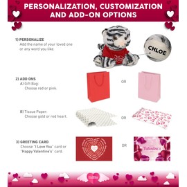 DolliBu I Love You Super Soft Squat White Tiger Plush- Stuffed Squat White Tiger Animal with Red Shirt for Valentine, Anniversary, Romantic Date, Boyfriend, or Girlfriend Gift - 8 inches