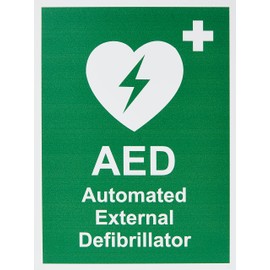 Seco AED Sign, Automated External Defibrillator 150 x 200 mm, 1 mm, Semi-Rigid Plastic