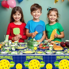 Pickleball Birthday Party Decoration, Pickleball Party Supplies Include Plates, Tablecloth, Napkins, Tableware, Pickleball Party Supplies for Boys Girls, Serves 20