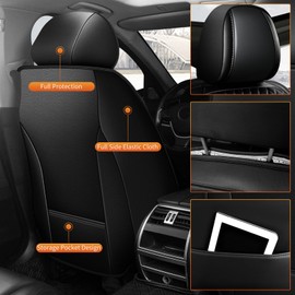 AOMSAZTO Seat Cover Full Set Fit for Chevy Colorado 2015-2024 LT Z71 Work Truck ZR2 Trail Boss(Only Fit for 5 Seats): Leather Protector Seat Covers Waterproof Compatible Airbag(5 Seats, Black)