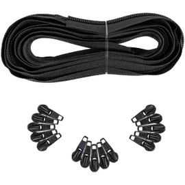 Endless zip, 330 cm total length, including 15 x narrow zip zips, size #5, black, not separable, rail width 2.8 - 3.2 cm, tooth width 6 - 6.5 mm, zip zip, replacement zip endless