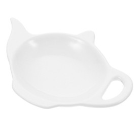 Ciieeo Tea Bag Holder for Used Tea Bag, White Ceramic Tea Bag Coasters Teapot Shaped Tea Spoon Rests Tea Bag Dish Saucer Snack Platter Dipping Bowl for Kitchen Counter B
