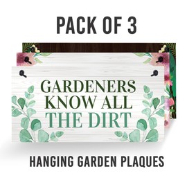 Red Ocean Funny 3 Piece Garden Sign Pack, Novelty Garden Signs And Plaques For Outside, Funny Gardener Gift For Him Her, Summer House Garden Shed Signs Accessories