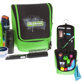 ELEPHANT Toiletry Bag Wash Bag Beauty Case for Hanging / Hanging with Hooks, Green Sch (Green Black), Toiletry bag