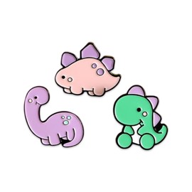 GBJUK 3 Pack of Dinosaur Pin Lapel Badges with Butterfly Clasp Back