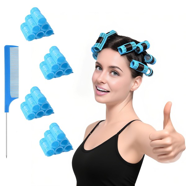 MOODKEY 24Pcs Hair Rollers- Double Layer Design, Multi-Hole Airflow, No