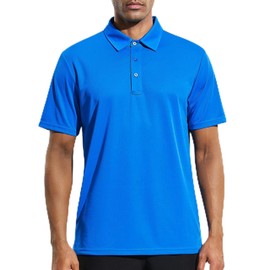 MIER Men's Quick Dry Polo Collared Golf Shirts Short Sleeve Casual Moisture Wicking Performance Top, Recycled Polyester Dark Blue, XXL