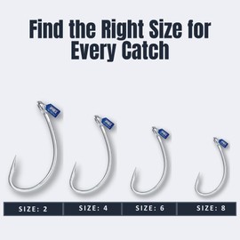 Maruto Curved and Barbed Carp Fishing Hooks with Special Bend, Strong Japanese High Carbon Steel, Sizes 2 to 8, Silver Color 8245BD
