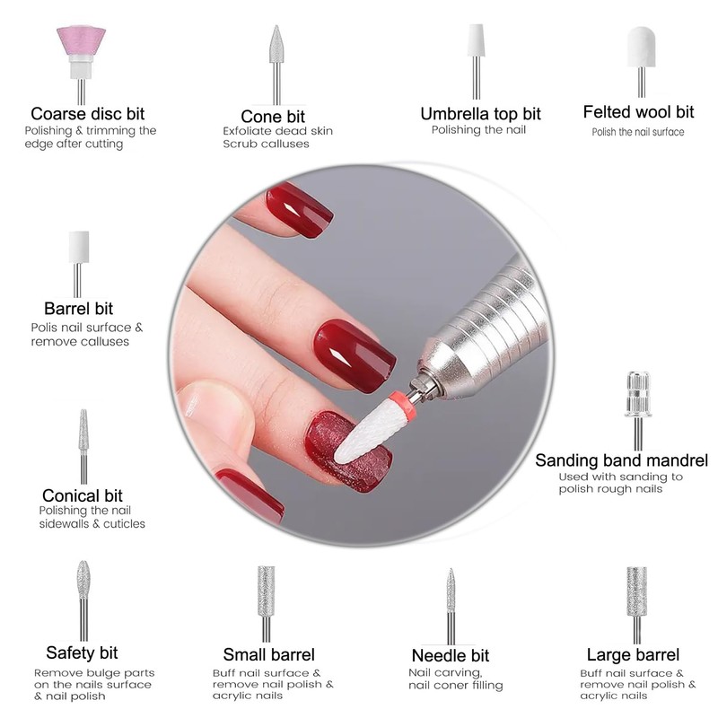 Electric 45000RPM Nail Drill Machine Rechargeable Portable Nail File Electric